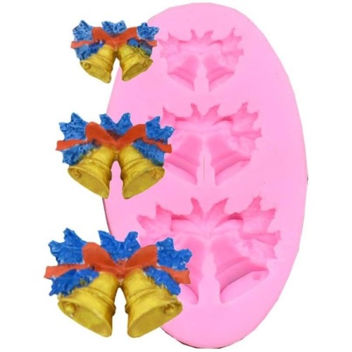 MOLDE CAMPANAS MINI 3 CAVIDADES PLANAS PEQUEÑAS