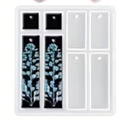 MOLDE LLAVERO, ZARCILLOS, DIJES PLANOS 8 CAVIDADES RESINA RECTANGULAR