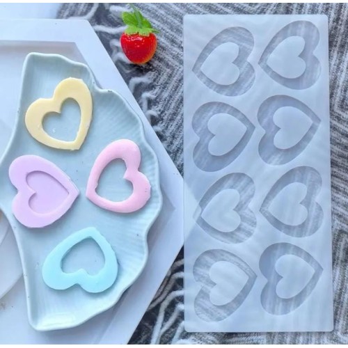 MOLDE DE CORAZONES DISEÑOS PLANOS 8 CAVIDADES MOLDE DE CORAZONES DISEÑOS PLANOS 8 CAVIDADES