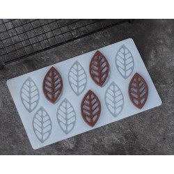 MOLDE DE HOJAS PLANAS RAYADAS 10 CAVIDADES MOLDE DE HOJAS PLANAS RAYADAS 10 CAVIDADES