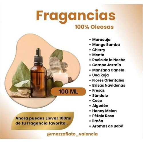 FRAGANCIAS OLEOSAS PARA VELAS Y JABONES 100 ML