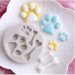 MOLDE PATITA Y HUESO PERRITO PLANO 4 CAVIDADES