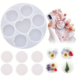 MOLDE DE FIGURAS PLANAS CORAZONES Y CIRCULOS  7 CAVIDADES