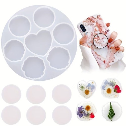 MOLDE DE FIGURAS PLANAS CORAZONES Y CIRCULOS 7 CAVIDADES MOLDE DE FIGURAS PLANAS CORAZONES Y CIRCULOS 7 CAVIDADES