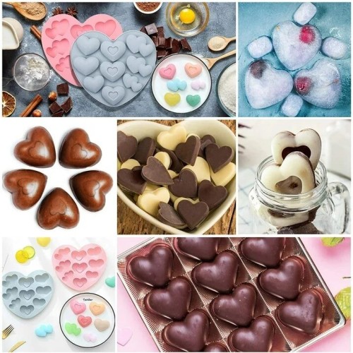 MOLDE CORAZONES PLANOS CON DISEÑO DOBLE 9 CAVIDADES MOLDE CORAZONES PLANOS CON DISEÑO DOBLE 9 CAVIDADES