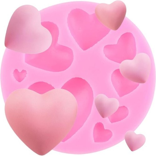 MOLDE CORAZONES PLANOS CIRCULAR 8 CAVIDADES