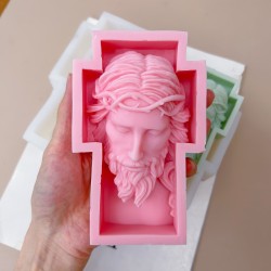 MOLDE DE CRUZ CON CARA DE CRISTO REALISTA