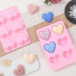 MOLDE CORAZONES LAZOS PLANOS GRANDES 6 CAVIDADES