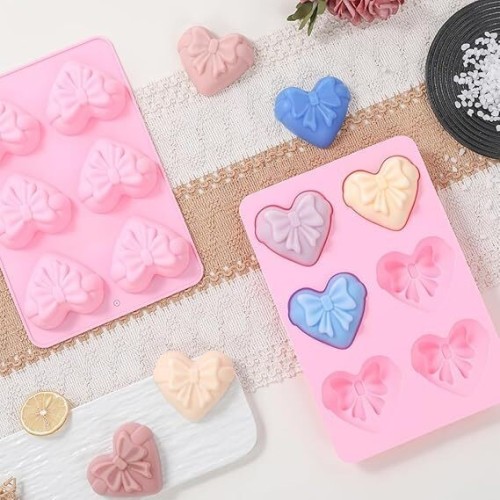 MOLDE CORAZONES LAZOS PLANOS GRANDES 6 CAVIDADES MOLDE CORAZONES LAZOS PLANOS GRANDES 6 CAVIDADES