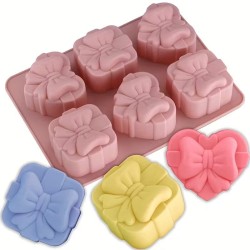 MOLDE PARA JABONES LAZOS CORAZONES GRANDES PLANOS 6 CAVIDADES