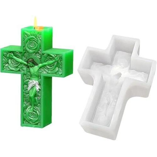 MOLDE CRUZ CON CRISTO FLORAL