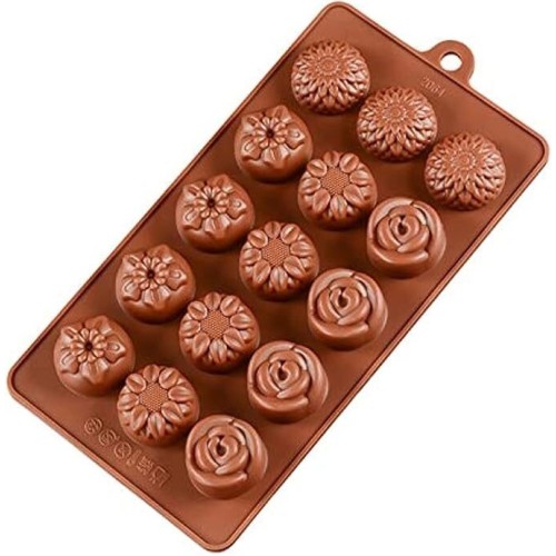 MOLDE FLORES VARIADAS 2D PEQUEÑAS 15 CAVIDADES MOLDE FLORES VARIADAS 2D PEQUEÑAS 15 CAVIDADES