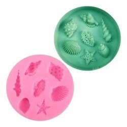 MOLDE MINI FIGURAS MARINAS 7 CAVIDADES CONCHAS