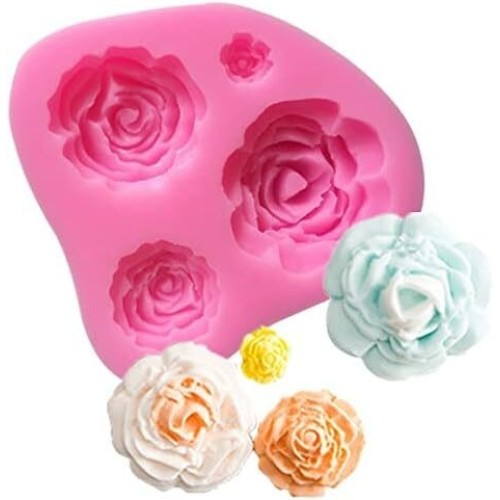 MOLDE ROSAS PLANAS PEQUEÑAS 4 CAVIDADES MOLDE ROSAS PLANAS PEQUEÑAS 4 CAVIDADES